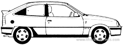 Vauxhall Astra B 3-Door GTE (1986) - Воксхолл - чертежи, габариты, рисунки автомобиля