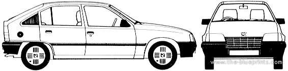 Vauxhall Astra B 5-Door (1984) - Воксхолл - чертежи, габариты, рисунки автомобиля