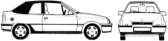 Vauxhall Astra B Cabriolet (1987) - Воксхолл - чертежи, габариты, рисунки автомобиля