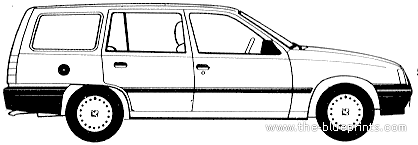 Vauxhall Astra B Estate (1984) - Воксхолл - чертежи, габариты, рисунки автомобиля