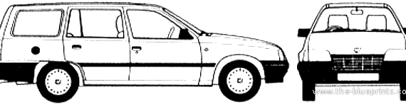 Vauxhall Astra B Estate (1986) - Воксхолл - чертежи, габариты, рисунки автомобиля