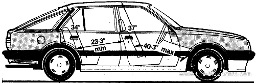 Vauxhall Cavalier 1.6L 5-Door (1986) - Воксхолл - чертежи, габариты, рисунки автомобиля