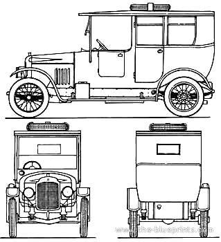 Vauxhall D25 Saloon (1914) - Воксхолл - чертежи, габариты, рисунки автомобиля