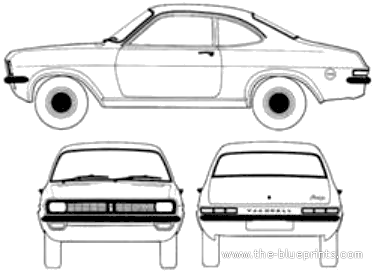 Vauxhall Firenza HC 1800 DeLuxe (1972) - Воксхолл - чертежи, габариты, рисунки автомобиля