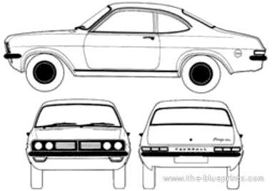 Vauxhall Firenza HC SL (1972) - Воксхолл - чертежи, габариты, рисунки автомобиля
