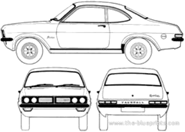 Vauxhall Firenza HC Sport SL (1972) - Воксхолл - чертежи, габариты, рисунки автомобиля