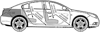 Vauxhall Insignia 2.0 CDTi 160 (2008) - Воксхолл - чертежи, габариты, рисунки автомобиля