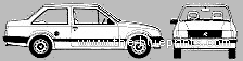 Vauxhall Nova 2-Door GL (1983) - Воксхолл - чертежи, габариты, рисунки автомобиля