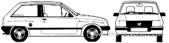 Vauxhall Nova 3-Door GL (1989) - Воксхолл - чертежи, габариты, рисунки автомобиля