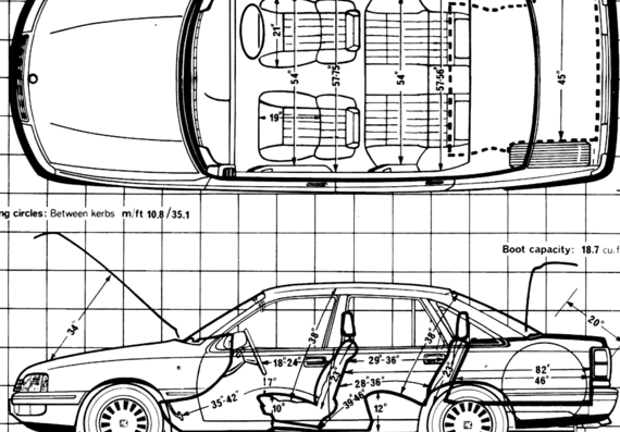 Vauxhall Senator 2.5 (1988) - Воксхолл - чертежи, габариты, рисунки автомобиля