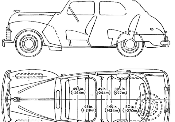 Vauxhall Velox (1949) - Воксхолл - чертежи, габариты, рисунки автомобиля
