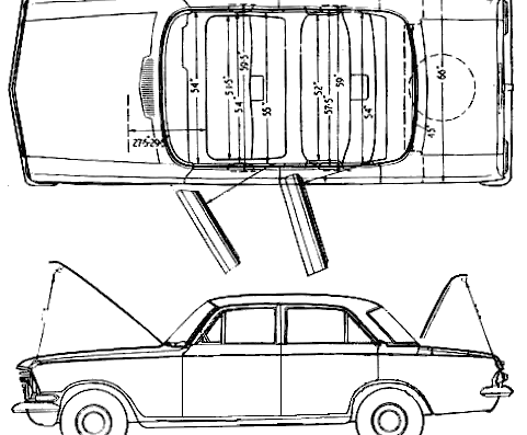 Vauxhall Velox PB 3.3 (1965) - Воксхолл - чертежи, габариты, рисунки автомобиля