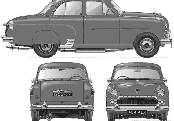 Vauxhall Velox Series E (1955) - Воксхолл - чертежи, габариты, рисунки автомобиля