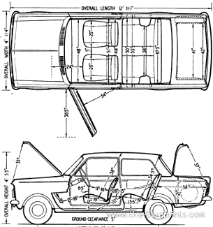 Vauxhall Viva HA Deluxe (1963) - Воксхолл - чертежи, габариты, рисунки автомобиля