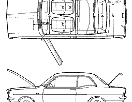 Vauxhall Viva HB De Luxe 2-Door (1967) - Воксхолл - чертежи, габариты, рисунки автомобиля