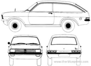 Vauxhall Viva HC DeLuxe Estate (1972) - Воксхолл - чертежи, габариты, рисунки автомобиля