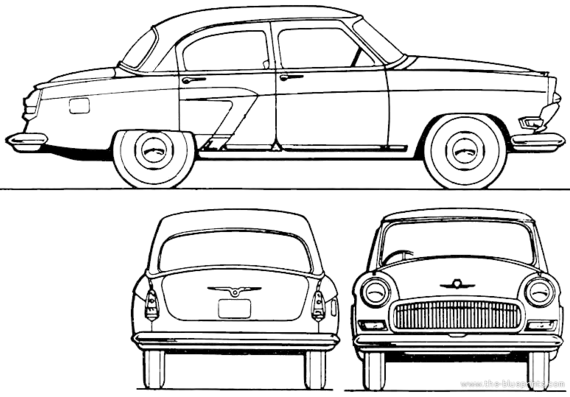 Volga GAZ-21S - Разные автомобили - чертежи, габариты, рисунки автомобиля