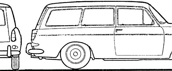Volkswagen 1600 Variant - Фольцваген - чертежи, габариты, рисунки автомобиля