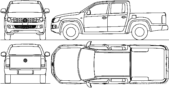 Volkswagen Amarok (2010) - Фольцваген - чертежи, габариты, рисунки автомобиля