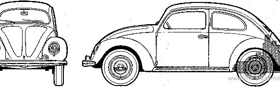 Volkswagen Beetle 1100 (1946) - Фольцваген - чертежи, габариты, рисунки автомобиля
