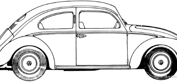 Volkswagen Beetle 1200 (1951) - Фольцваген - чертежи, габариты, рисунки автомобиля