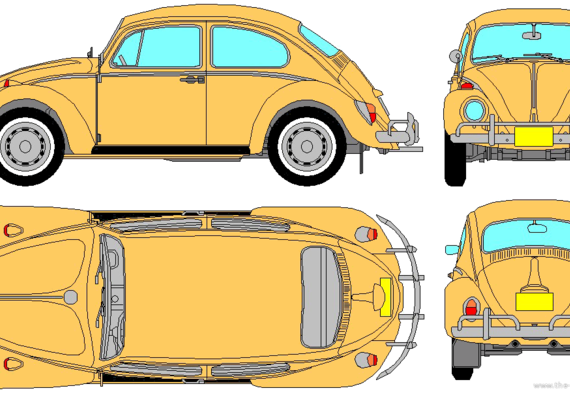 Volkswagen Beetle 1300 - Фольцваген - чертежи, габариты, рисунки автомобиля