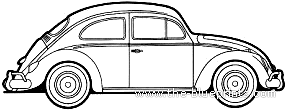 Volkswagen Beetle 1300 (1961) - Фольцваген - чертежи, габариты, рисунки автомобиля
