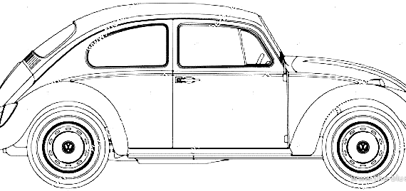 Volkswagen Beetle 1300 (1966) - Фольцваген - чертежи, габариты, рисунки автомобиля