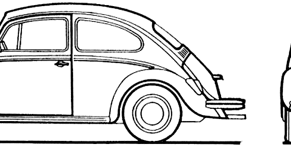 Volkswagen Beetle 1300 (1969) - Фольцваген - чертежи, габариты, рисунки автомобиля