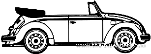 Volkswagen Beetle 1300 Cabriolet (1970) - Фольцваген - чертежи, габариты, рисунки автомобиля