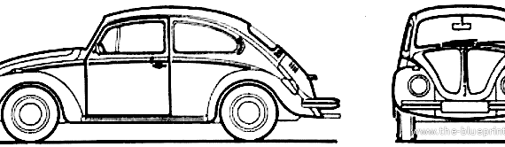 Volkswagen Beetle 1302S (1972) - Фольцваген - чертежи, габариты, рисунки автомобиля