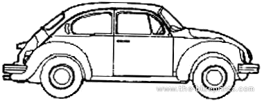 Volkswagen Beetle 1303LS (1973) - Фольцваген - чертежи, габариты, рисунки автомобиля