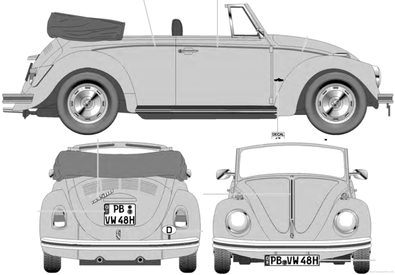 Volkswagen Beetle 1500C Carbrio (1970) - Фольцваген - чертежи, габариты, рисунки автомобиля