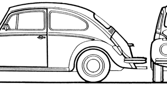 Volkswagen Beetle 1500 (1969) - Фольцваген - чертежи, габариты, рисунки автомобиля