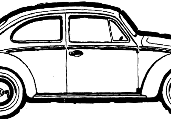 Volkswagen Beetle 1600 (1966) - Фольцваген - чертежи, габариты, рисунки автомобиля