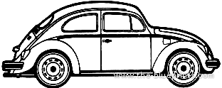 Volkswagen Beetle (1970) - Фольцваген - чертежи, габариты, рисунки автомобиля