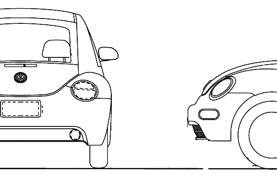 Volkswagen Beetle (1999) - Фольцваген - чертежи, габариты, рисунки автомобиля