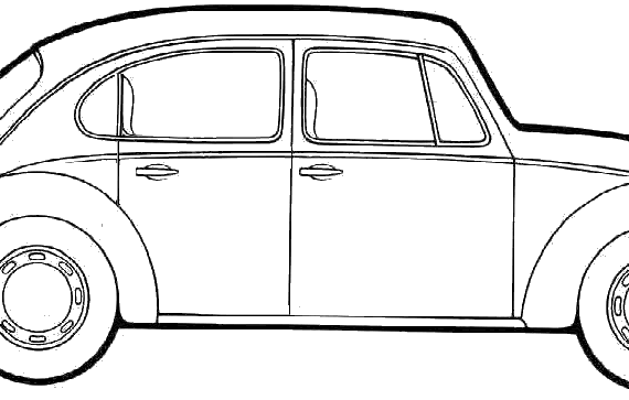 Volkswagen Beetle 5 door (1973) - Фольцваген - чертежи, габариты, рисунки автомобиля