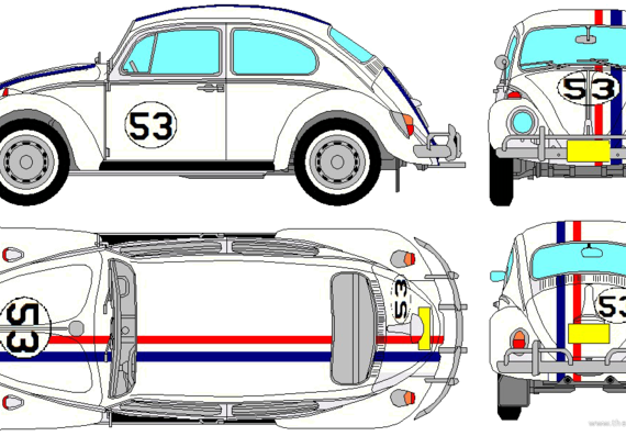 Volkswagen Beetle Herbie - Folzwagen - drawings, dimensions, pictures of the car