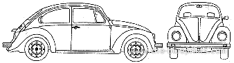 Volkswagen Beetle Mexico (1997) - Фольцваген - чертежи, габариты, рисунки автомобиля