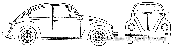 Volkswagen Beetle (Mexico) (1998) - Фольцваген - чертежи, габариты, рисунки автомобиля