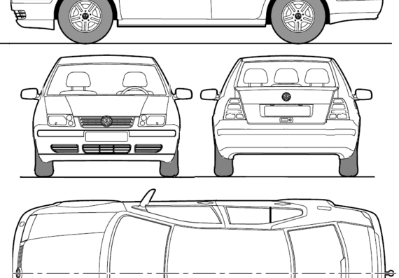 Volkswagen Bora (1999) - Фольцваген - чертежи, габариты, рисунки автомобиля