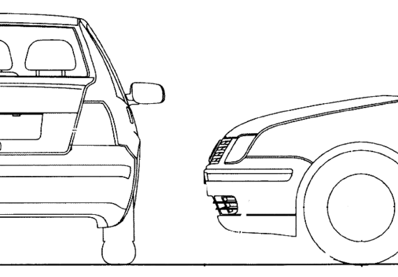 Volkswagen Bora (2001) - Фольцваген - чертежи, габариты, рисунки автомобиля