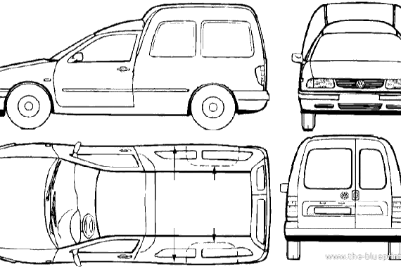 Volkswagen Caddy S2 - Фольцваген - чертежи, габариты, рисунки автомобиля
