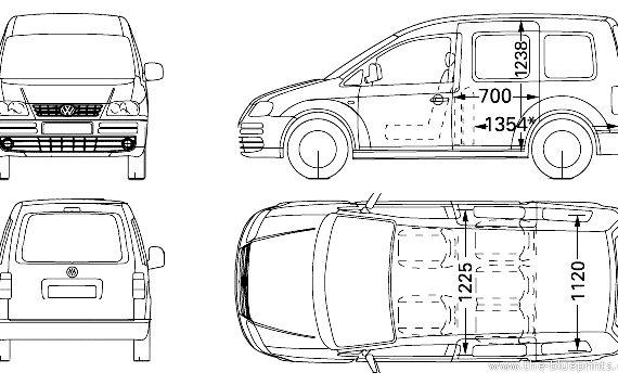 Volkswagen Caddy life (2006) - Фольцваген - чертежи, габариты, рисунки автомобиля