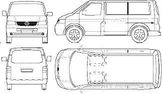 Volkswagen Caravelle (2006) - Фольцваген - чертежи, габариты, рисунки автомобиля