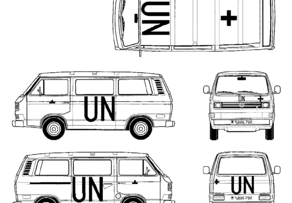 Volkswagen Caravelle Bus - Фольцваген - чертежи, габариты, рисунки автомобиля
