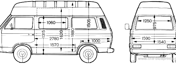 Volkswagen Caravelle Kombi - Фольцваген - чертежи, габариты, рисунки автомобиля