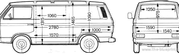 Volkswagen Caravelle Van - Фольцваген - чертежи, габариты, рисунки автомобиля