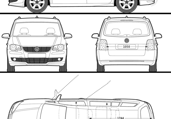Volkswagen CrossTouran (2009) - Фольцваген - чертежи, габариты, рисунки автомобиля
